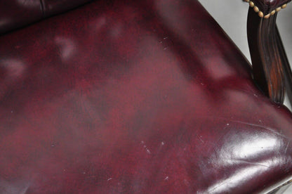 Hancock & Moore Oxblood Burgundy Leather Chesterfield Tufted Office Chairs Pair