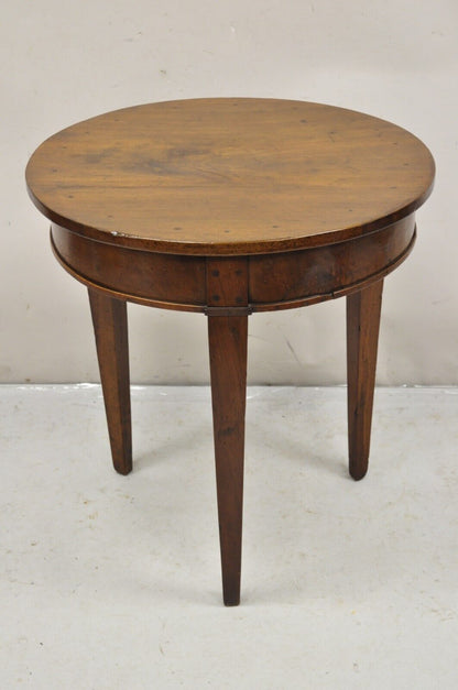 Antique Italian Biedermeier Country Provincial Cherry 1 Drawer Round Side Table