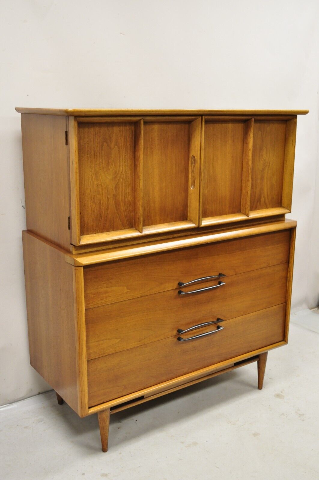 Kent Coffey Eloquence Mid Century Modern Walnut Tall Chest Highboy Dresser