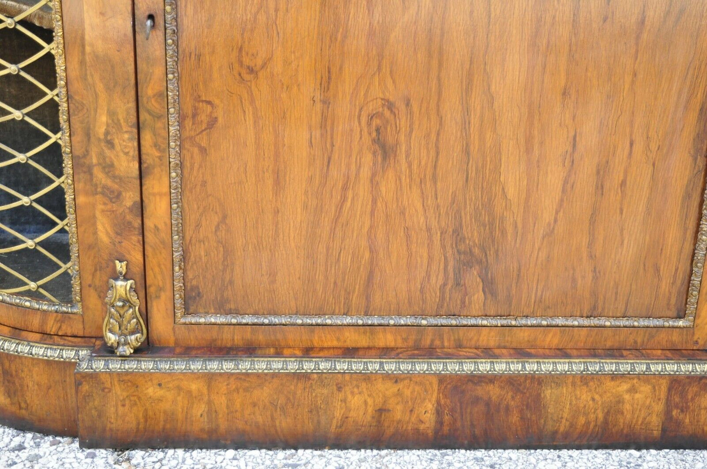 19th C. Napoleon III Rosewood Sideboard Buffet Credenza Cabinet w/ Brass Lattice