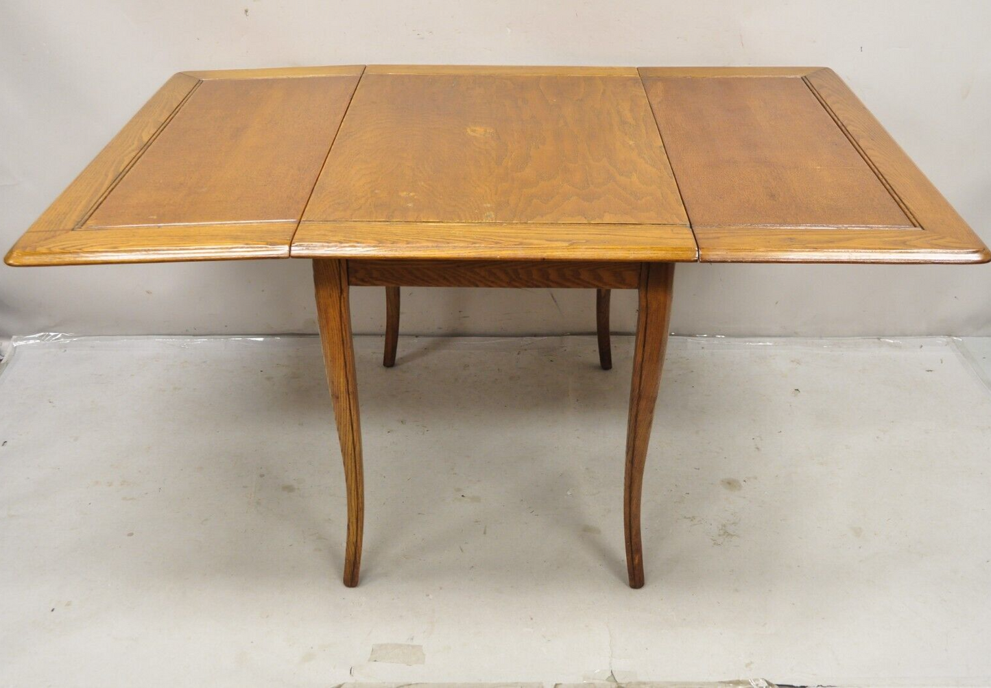 Vintage Mid Century Modern Klismos Saber Leg Oak Drop Leaf Dining Table