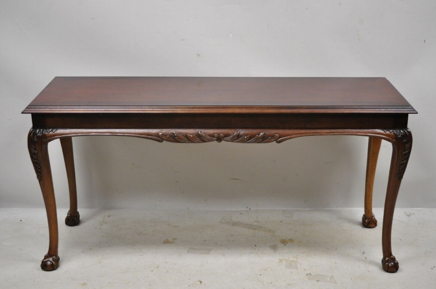 Lane Chinese Chippendale Georgian Mahogany Ball & Claw Console Sofa Hall Table