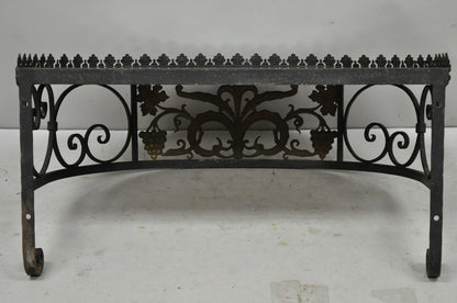 French Art Nouveau Wrought Iron Grapevine Maple Leaf Wall Mounted Console Table