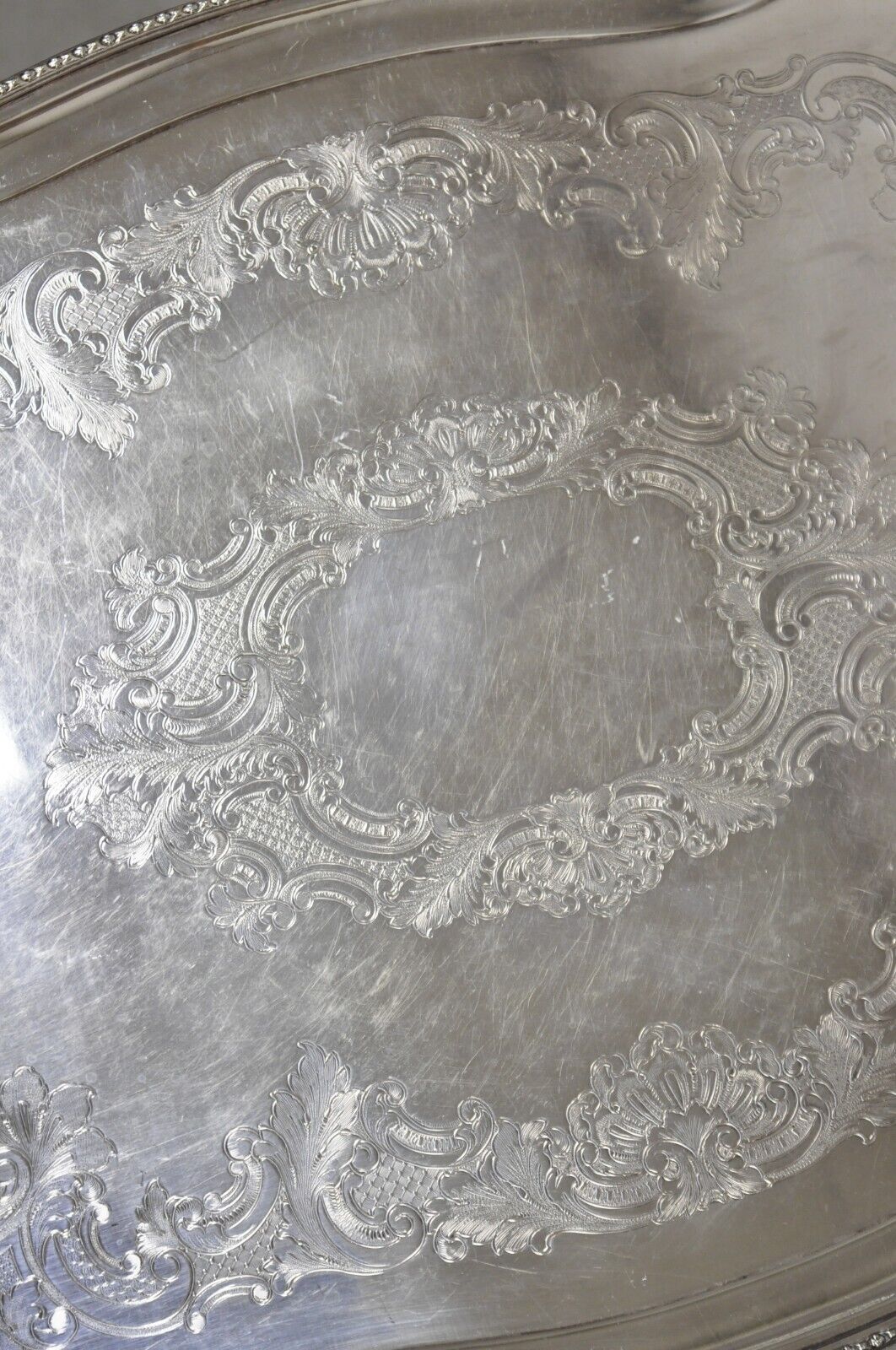 Victorian WA England Silver Plated Ornate Twin Handle Serving Platter Tray