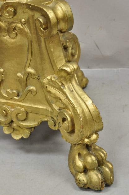 Large Antique 64" Caved Wood Gold Giltwood Empire Pedestal Candlestick Pricket