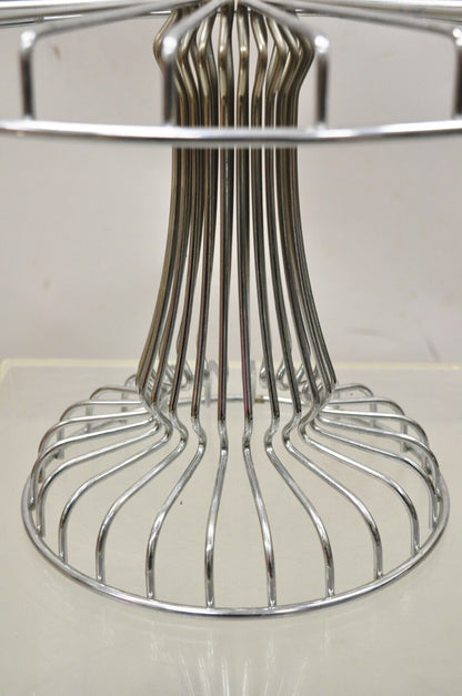 Vintage Mid Century Modern Chrome Metal Wire Pedestal Cake Stand