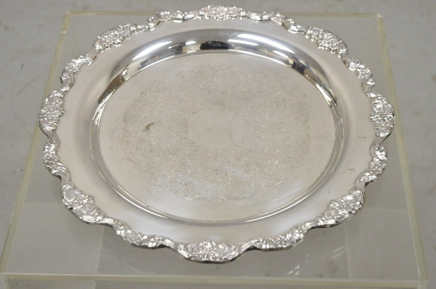 Vintage Towle Silver Plated Victorian Style 15" Round Platter Tray