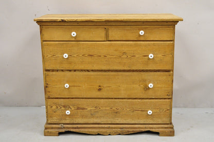 Antique 5 Drawer French Country Farmhouse Primitive Pine Dresser Chest of Drawer