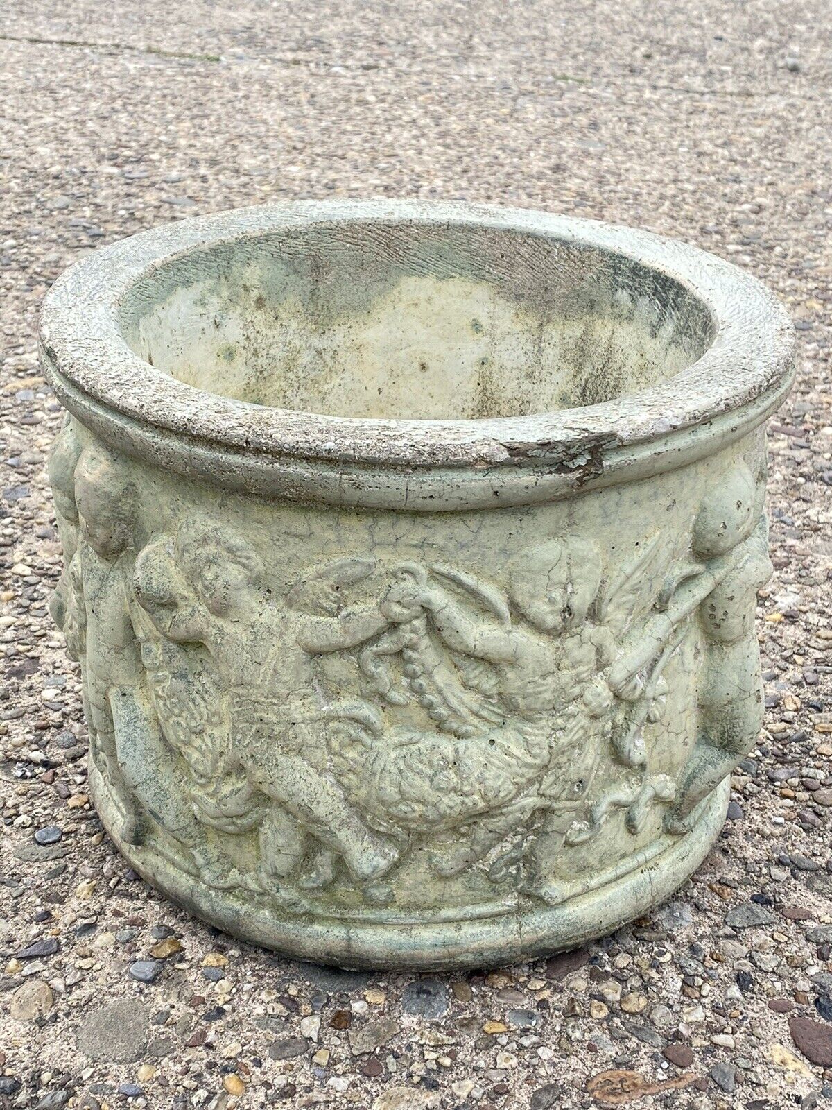 Henri Studio Concrete Cement Small 11" Round Classical Cherub Garden Planter Pot