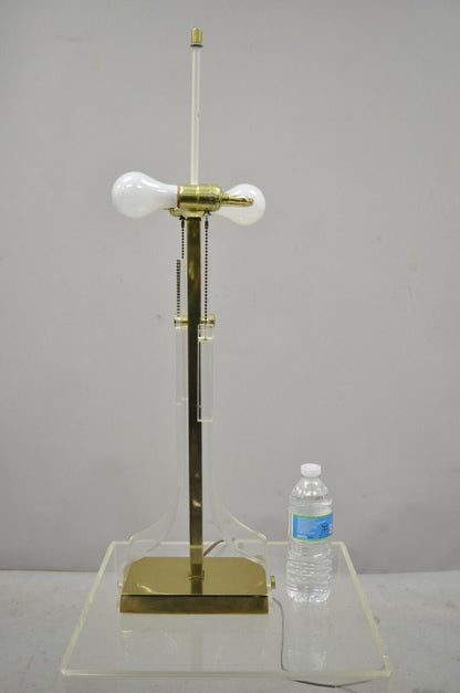 Vintage Mid Century Modern Lucite & Brass Laurel Sculptural Table Lamp