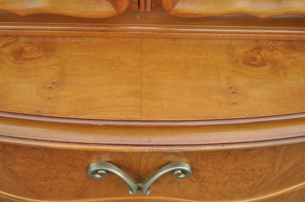 Romweber Hollywood Regency Dorothy Draper Style Burl Walnut Tall Chest Dresser