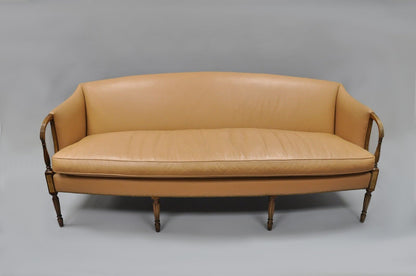 Sheraton Federal Style Caramel Tan Leather Sofa Couch by Southwood 81" Long