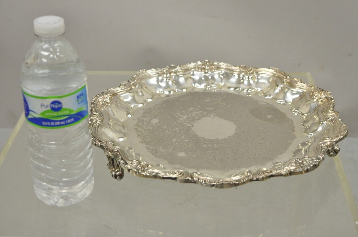 English Silver Mfg Corp Silver Plated 12" Regency Style Scalloped Platter Tray