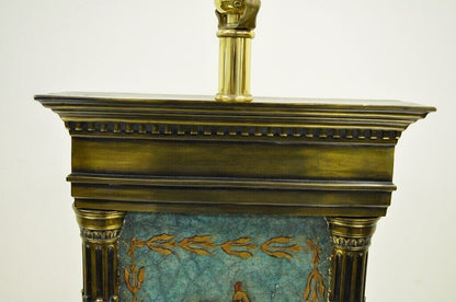 Vintage Neoclassical Style Figural Painted Nude Woman Bronze Marble Table Lamp