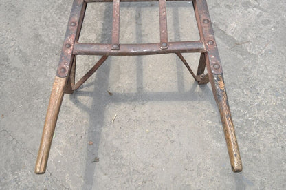 Antique Industrial Steampunk Distressed Iron & Wood Rolling Hand Truck Cart