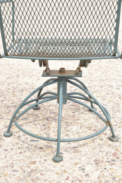 Vintage Meadowcraft Dogwood Green Wrought Iron Swivel Spring Garden Patio Chair