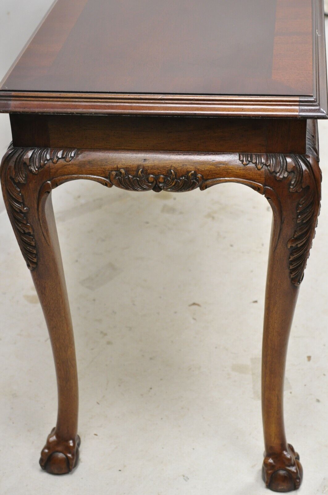 Lane Chinese Chippendale Georgian Mahogany Ball & Claw Console Sofa Hall Table