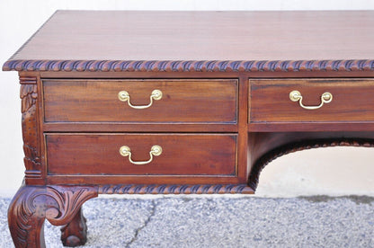Reproduction English Chippendale Style Mahogany Ball Claw Executive Writing Desk