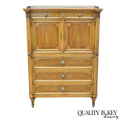 Karges French Regency Style Neoclassical Walnut Tall Chest Dresser Cabinet