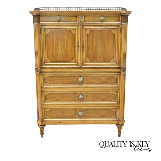 Karges French Regency Style Neoclassical Walnut Tall Chest Dresser Cabinet