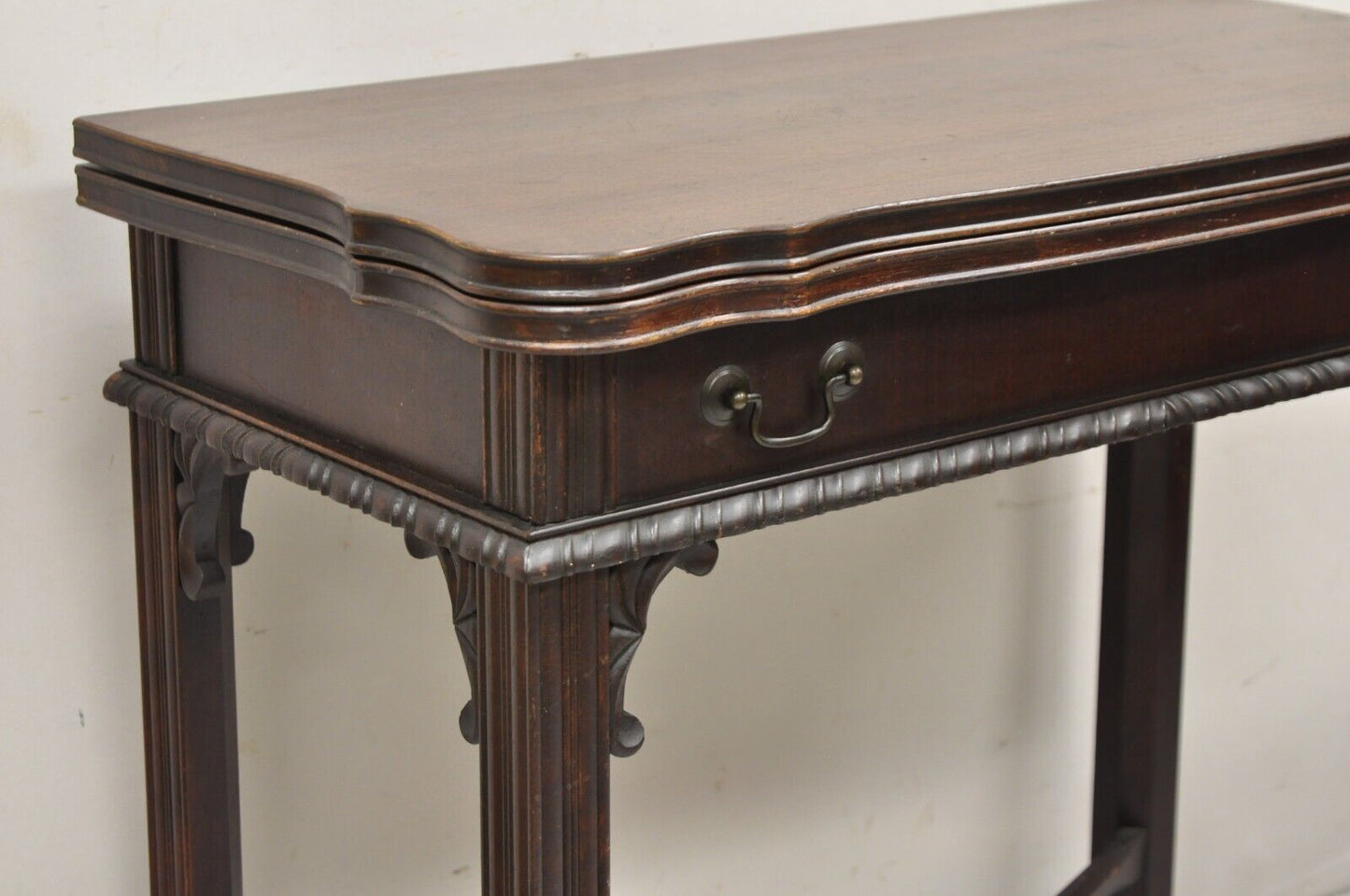 Antique Mahogany Georgian Style Flip Top Console Game Table