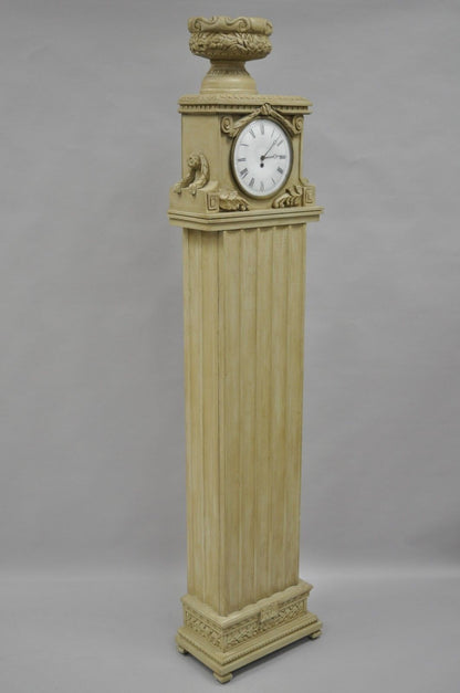 72" French Regency Empire Style Cream Painted Grandfather Case Standing Clock