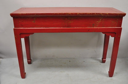 Vintage Chinese Red Lacquered 3 Drawer 45" Console Table Sofa Hall Table