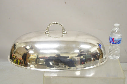 Large Vintage Oval Modern 22" Silver Plated Food Serving Dish Dome Cover