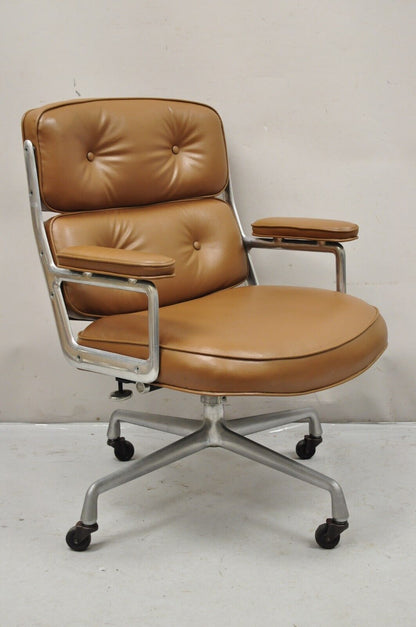 Herman Miller Eames Time Life Brown Faux Leather Rolling Office Desk Chair