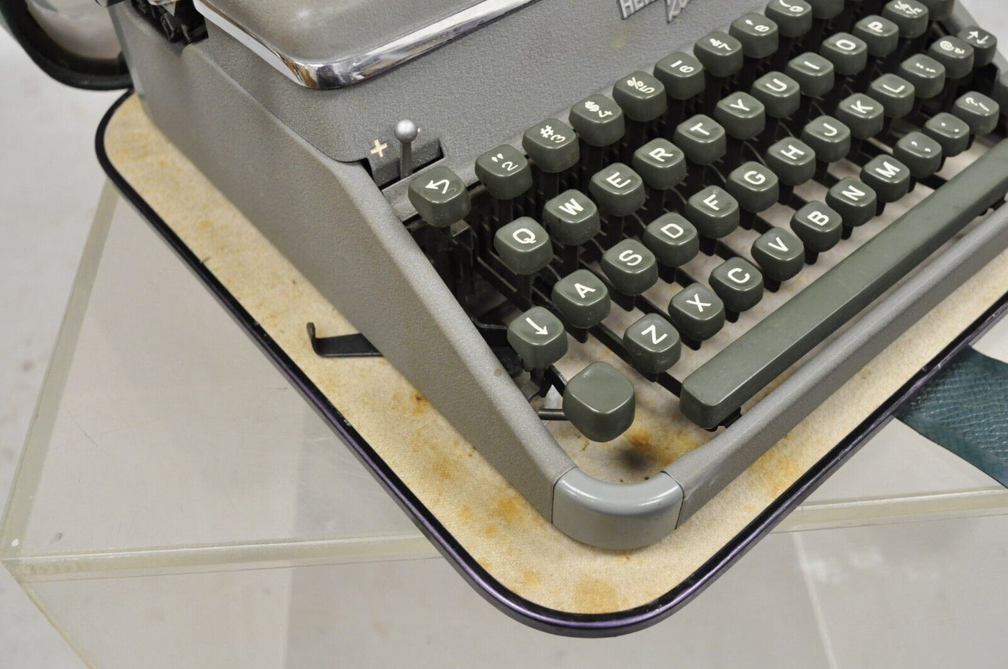 Vintage Hermes 2000 by Paillard Manual Typewriter with Green Carrying Case