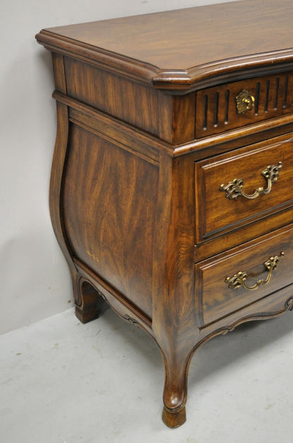 Drexel Grand Villa 3 Drawer Oak Bombe Commode Chest Nightstand Dresser