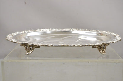 Vintage Victorian Style Silver Plated Oval Footed Meat Cutlery Platter Tray