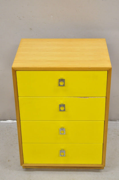 Founders Jack Cartwright Mid Century Modern Yellow Nightstand Chest Maple Chrome