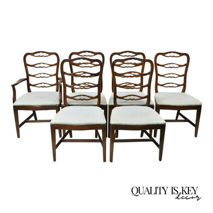 Vintage Thomasville Mahogany Ladderback Ribbon Back Dining Chairs - Set of 6