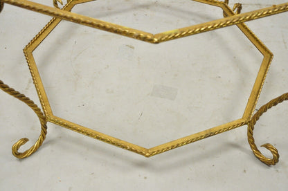 Vintage Italian Hollywood Regency Gold Gilt Iron Rope Metal Coffee Table Base