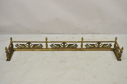 Antique Victorian Figural Swan Bird Twisted Brass 48" Fireplace Fender Hearth