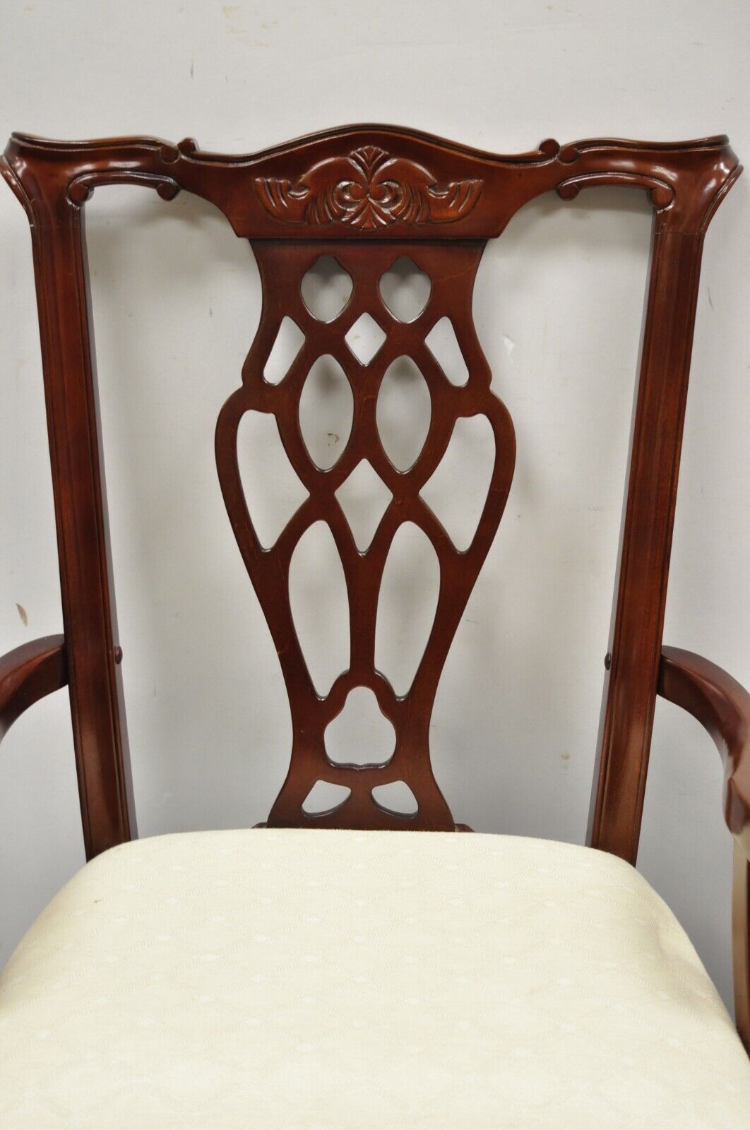 Vintage Chippendale Style Cherry Wood Dining Arm Chair by Master Design - a Pair