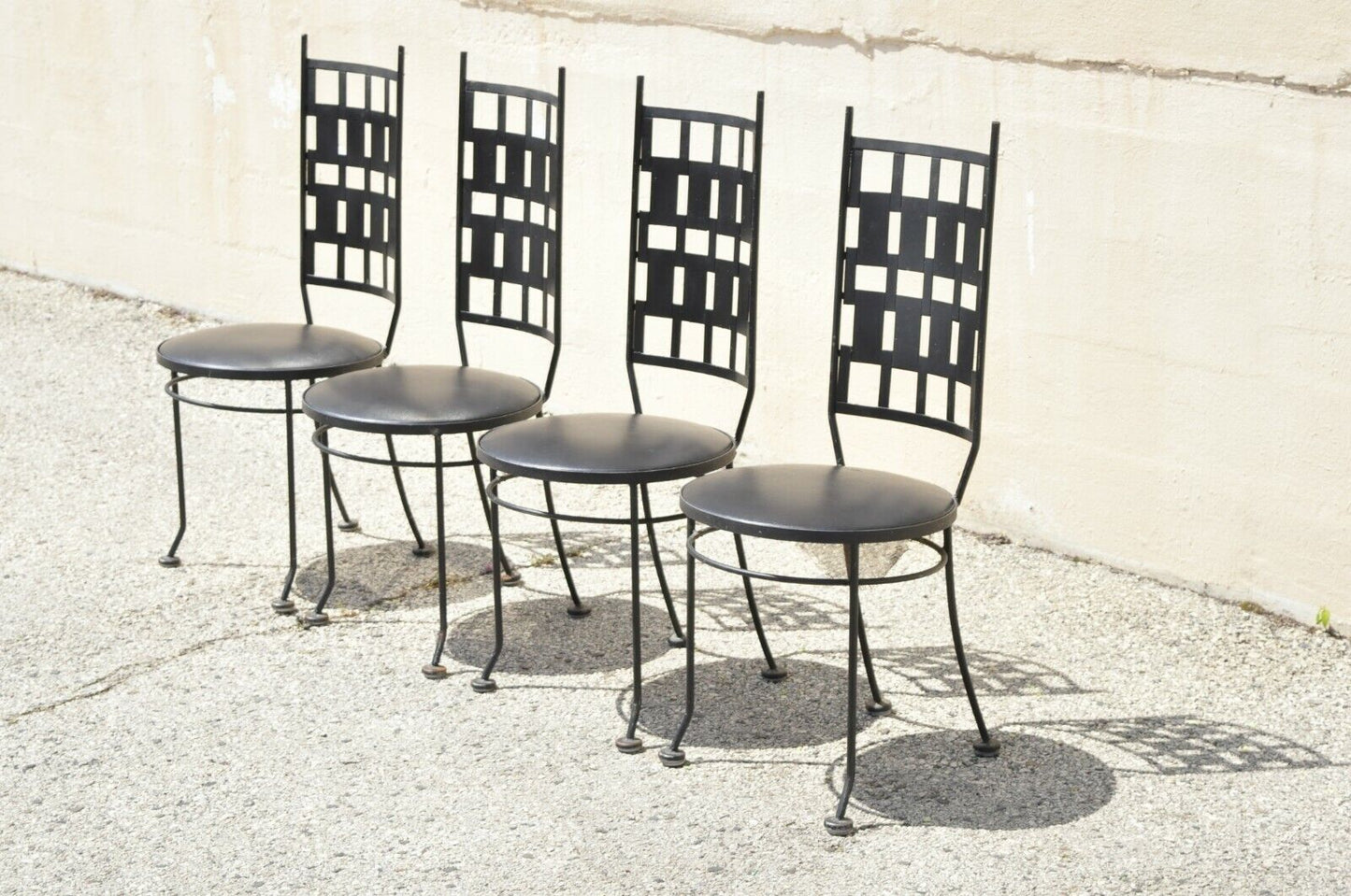 Vintage Wrought Iron Atomic Era Mid Century Modern Dining Chairs - Set of 4