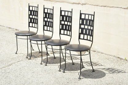 Vintage Wrought Iron Atomic Era Mid Century Modern Dining Chairs - Set of 4
