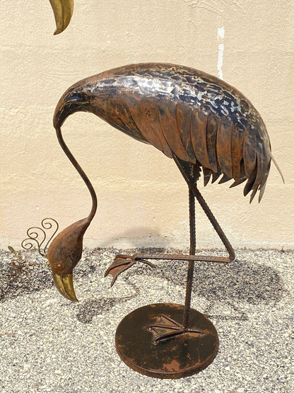 Decorator Steel Metal Heron Bird Flamingo Garden Sculpture Statue - a Pair