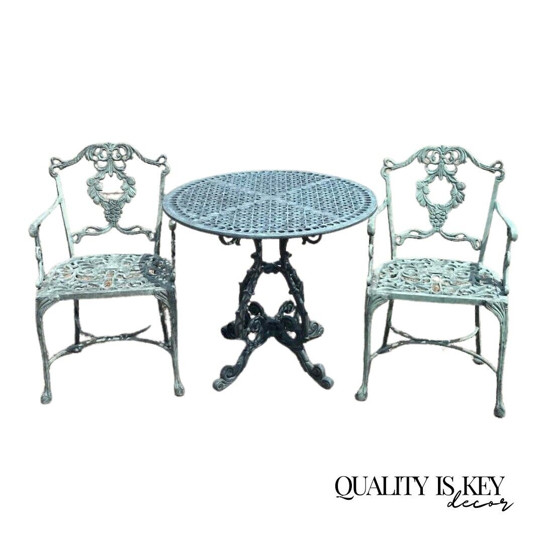 Landgrave Cast Classics Victorian Green Aluminum Garden Patio Bistro Dining Set