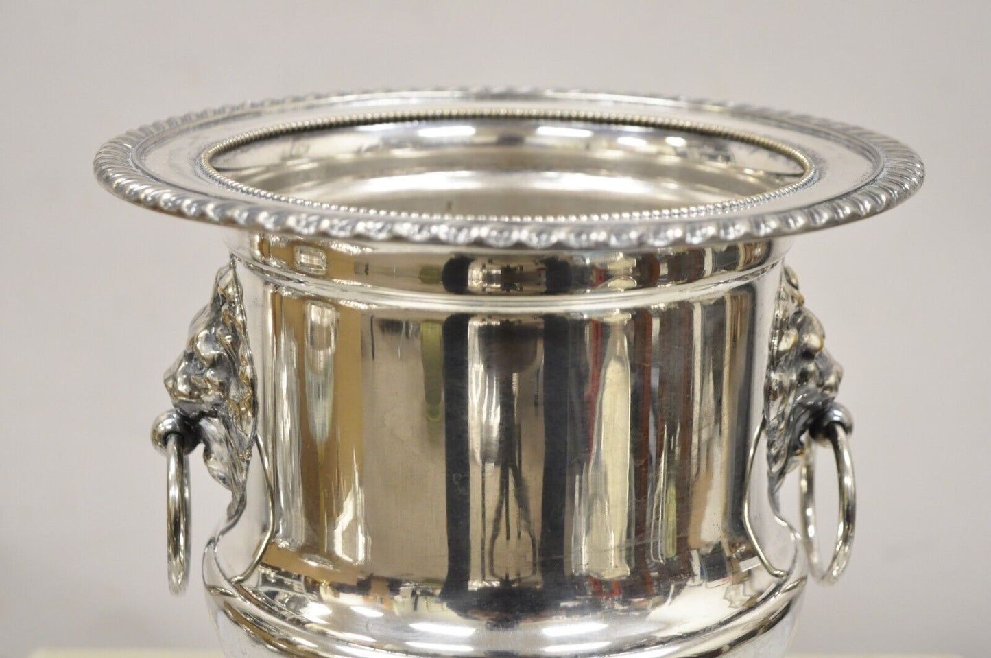 English Regency Lion Head Drop Pulls Silver Plated Champagne Chiller Ice Bucket