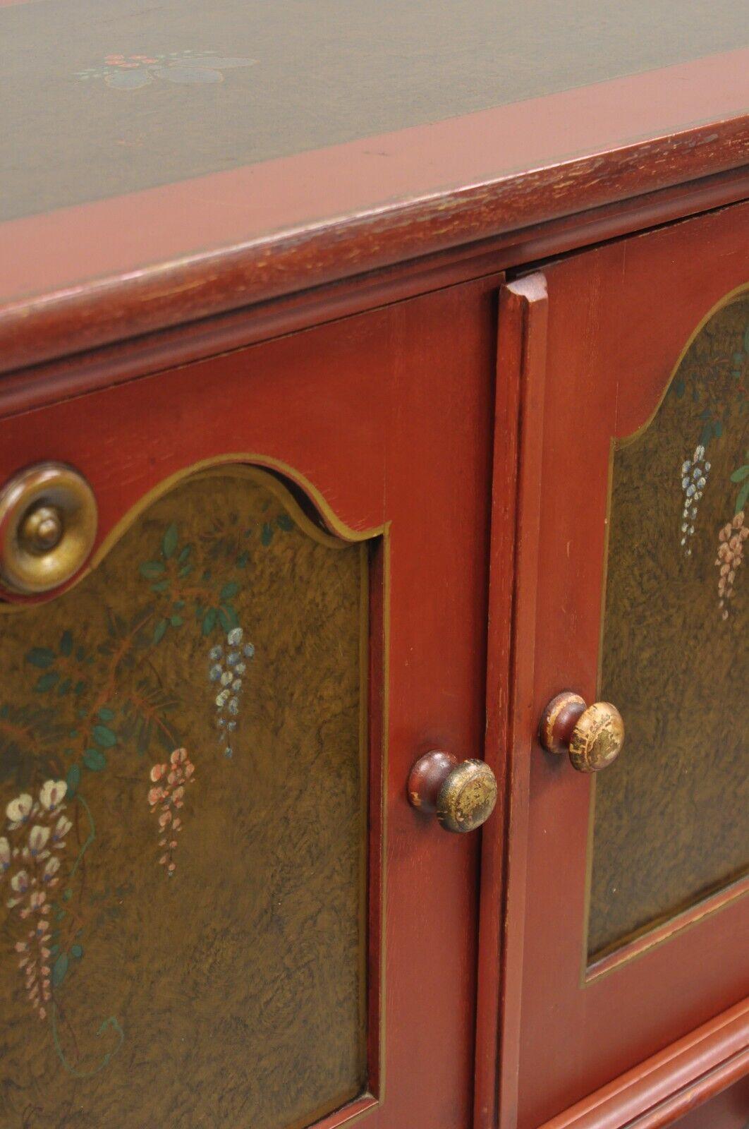 Quaint Furniture Stickley Bros Small Red Painted Colonial Style Cupboard Cabinet