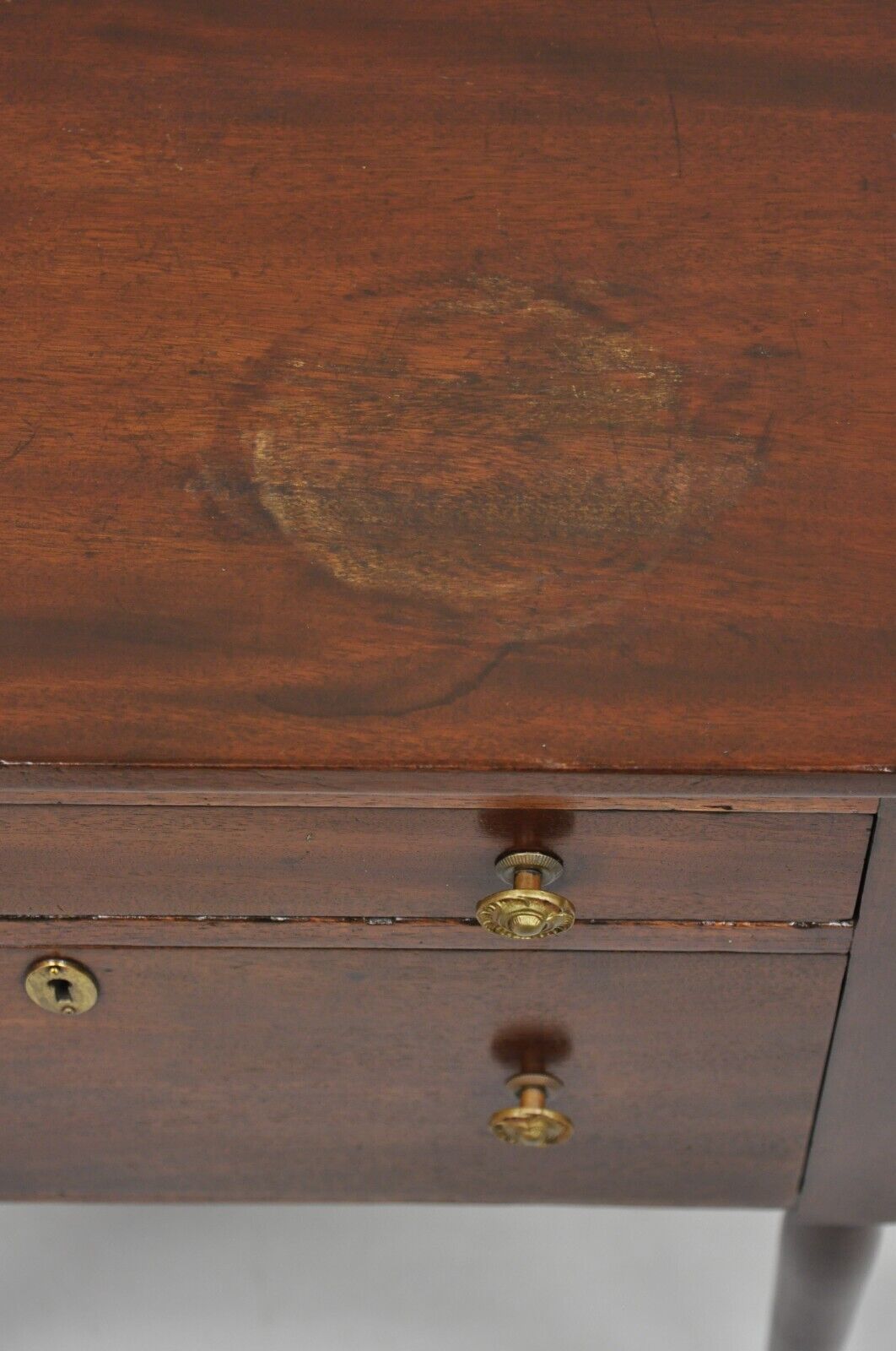 Antique Federal Sheraton Mahogany 2 Drawer Work Stand Side Table Nightstand