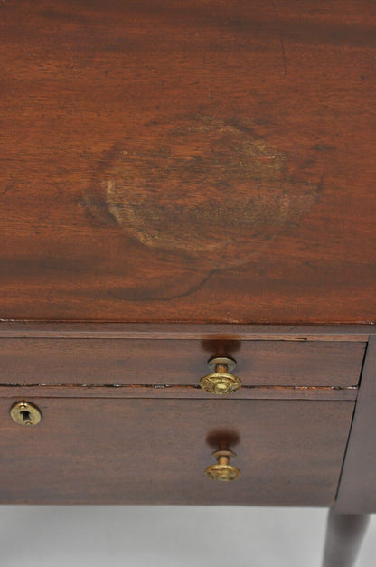 Antique Federal Sheraton Mahogany 2 Drawer Work Stand Side Table Nightstand