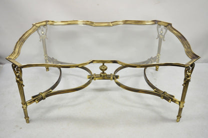 Large Regency Style Burnished Brass Scalloped Edge Tray Top Table attr. Labarge