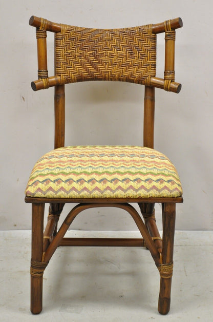 Vintage Bentwood Bamboo Rattan Tiki Hollywood Regency Dining Chairs - Set of 4