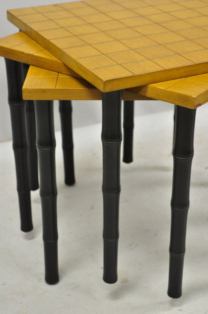 Set of 3 Vintage Faux Bamboo Mid Century Modern Nesting Snack Side Tables