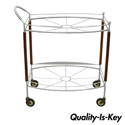 Vintage Mid Century Modern Atomic Era Metal Rolling Bar Tea Cart Server