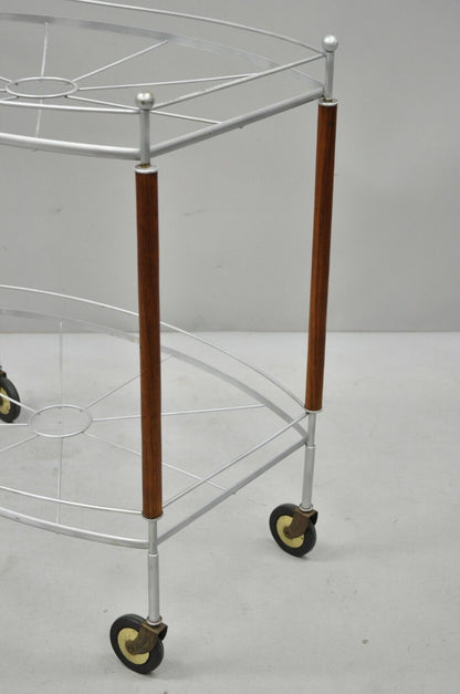 Vintage Mid Century Modern Atomic Era Metal Rolling Bar Tea Cart Server